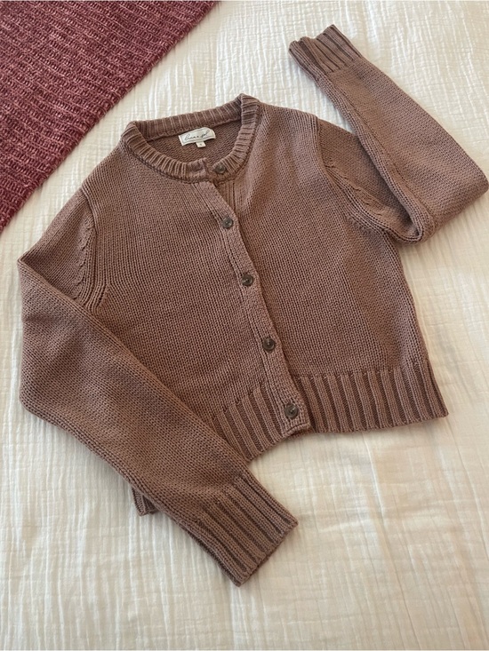 luna x sol Sweaters - Chunky Brown Crewneck Button Cardigan Sweater size small